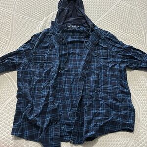 Plaid button up hoodie